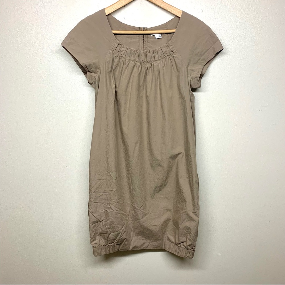 $245 Retail Vince. 100% Cotton Tan Brown Shift Mini Dress Minimalist Size S